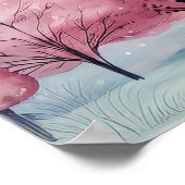 ミントとピンクモミの木の冬のシーン ポスター (角)