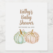 ミントとピーチのパンプキン ゴールドグリッター ワインボトル ワインラベル (シングルラベル)