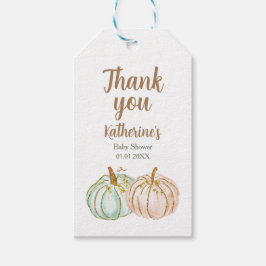 ミントとピーチカボチャありがとうラベル。ギフトラベル ギフトタグ