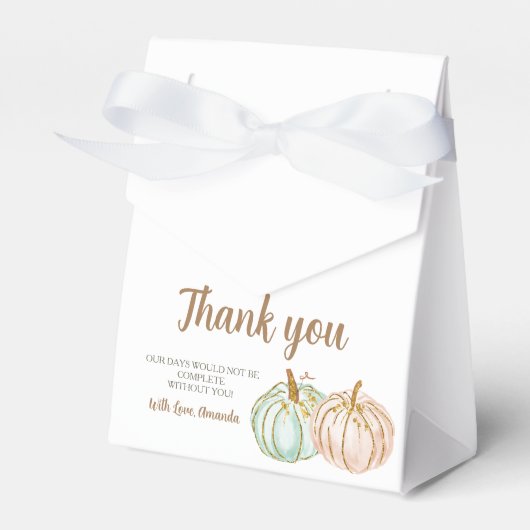 ミントとピーチカボチャ性別リビールパーティー フェイバーボックス (正面サイド)