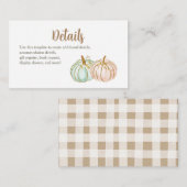 ミントとピーチカボチャ赤ちゃんシャワー挿入カード エンクロージャーカード (正面/裏面)