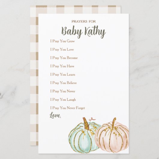 ミントとピーチパンプキンラブ祈りの言葉ベビーサイン (正面/裏面)