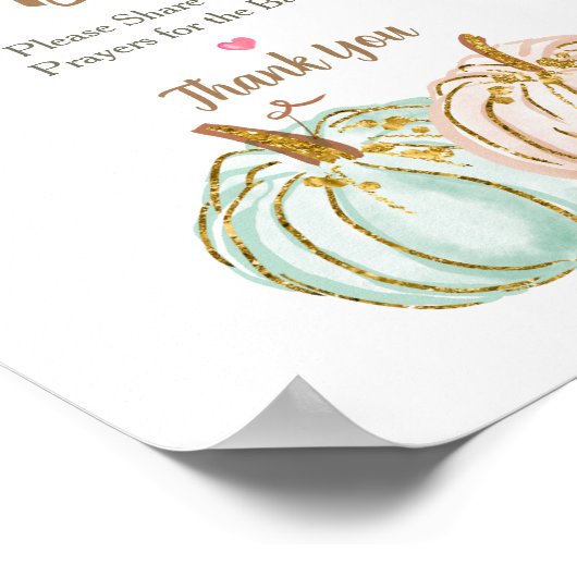 ミントとピーチパンプキン祈りの言葉ベビーサイン ポスター (角)