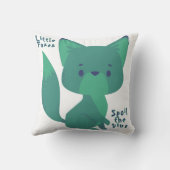 ミントとブルーかわいいベビーキツネとバイブル・バース クッション (裏面)