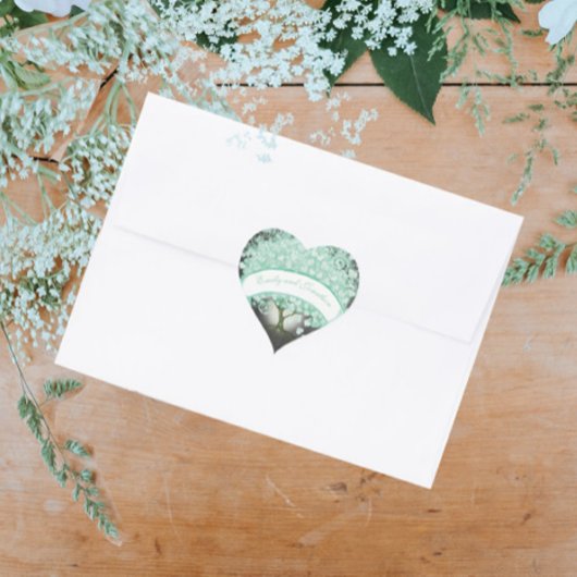 ミントとブルーのフローラのシ結婚ール ハートシール