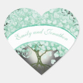 ミントとブルーのフローラのシ結婚ール ハートシール (正面)