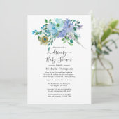 ミントとブルーのボーホー ドライブバイ ブライダルまたはベイビーシャワー 招待状 (スタンド正面)