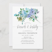 ミントとブルーの水の色ボホブランチと泡立ち 招待状 (正面)