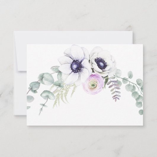 ミントとブルーウォーターのカラーフローラウェディングRSVPカード 出欠カード (裏面)