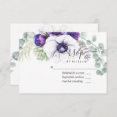 ミントとブルーウォーターのカラーフローラウェディングRSVPカード 出欠カード (正面/裏面)