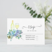 ミントとブルーウォーターの色のフローラ結婚ズ 出欠カード (スタンド正面)