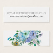 ミントとブルーウォーターカラーボホフローラウェディングRSVP (正面&裏面)