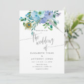 ミントとブルーウォーターカラーボホフローラ結婚ズ 招待状 (スタンド正面)