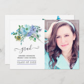 ミントとブルーボホのフローラ卒業写真 案内状 (正面/裏面)
