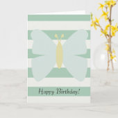 ミントとホワイトストライプ蝶 カード (黄色い花)