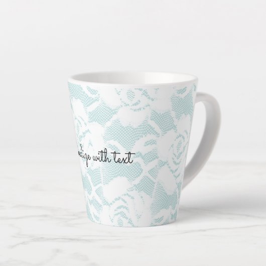 ミントとホワイトレースのバラフローラ カフェラテマグ (右アングル)