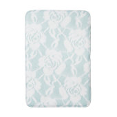 ミントとホワイトレースのバラフローラ バスマット (正面縦)