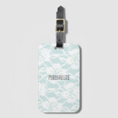ミントとホワイトレースのバラフローラ ラゲッジタグ (正面縦)