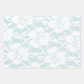 ミントとホワイトレースのバラフローラ ラッピングペーパーシート (正面3)