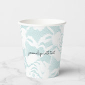 ミントとホワイトレースのバラフローラ 紙コップ (正面)