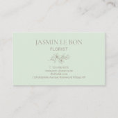 ミントとホワイト | シックなミニマリストの花 名刺 (正面)