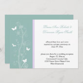 ミントとラベンダーフローラ蝶ポスト結婚ズ 招待状 (正面/裏面)