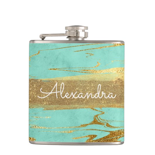 ミントと大理石と金箔とグリッター フラスク (正面)