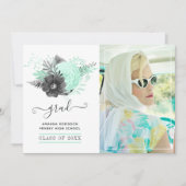 ミントと木炭のフローラ素朴の卒業写真 案内状 (正面)