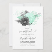 ミントと木炭のフローラ素朴・バ結婚ラティブ 招待状 (正面)