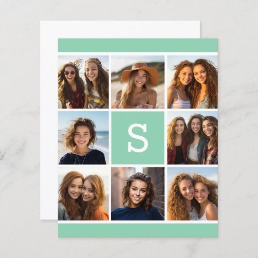 ミントと白のフォトコラージュとモノグラム (正面/裏面)