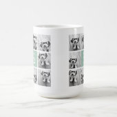 ミントと白のフォトコラージュとモノグラム コーヒーマグカップ (中央)