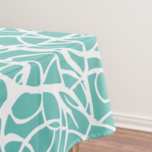 ミントと白の海辺サンゴ模様 テーブルクロス (インサイチュ)