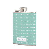 ミントと白の矢印フラッパーソナライズされたク フラスク (左)