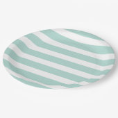 ミントと白ストライプ色 ペーパープレート (アングル)
