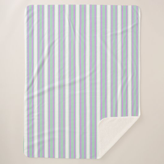 ミントと薄紫キャンディストライプー シェルパブランケット (正面)