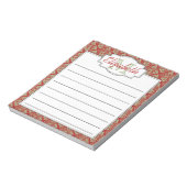 ミントと赤モノグラムの生命パターンの木 ノートパッド (回転)