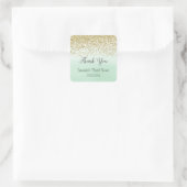 ミントと金ゴールドありがとうステッカー スクエアシール (バッグ)