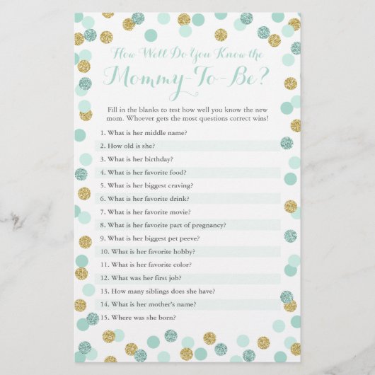 ミントと金ゴールドどのようにママのクイズをよく知っている (正面)