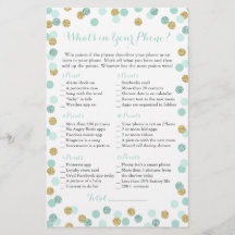 ミントと金ゴールドのグリッターあなたの電話ゲームの中に何があるか