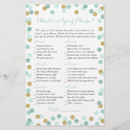 ミントと金ゴールドのグリッターあなたの電話ゲームの中に何があるか