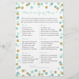 ミントと金ゴールドのグリッターあなたの電話ゲームの中に何があるか