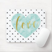 ミントと金ゴールドの水の色"愛" マウスパッド (マウス)