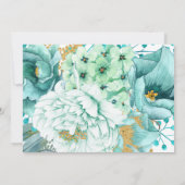 ミントと金ゴールドの水色フローラ卒業写真 案内状 (裏面)