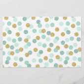 ミントと金ゴールドの赤ちゃんシャワーがベビーカードを願う (裏面)