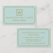 ミントと金ゴールドアールデコモノグラム 名刺 (正面/裏面)