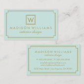 ミントと金ゴールドアールデコモノグラム 名刺 (正面/裏面)