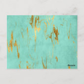 ミントと金ゴールドフェイクホイル大理石パターン詳細 ポストカード (裏面)