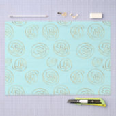 ミントと金ゴールドフェイク箔のバラ 薄葉紙 (クラフト)