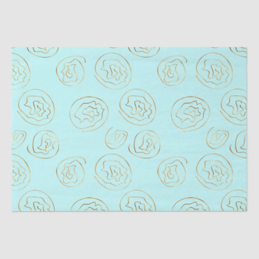 ミントと金ゴールドフェイク箔のバラ 薄葉紙 (正面)