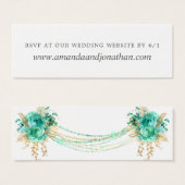 ミントと金ゴールドフローラストリングライトウェディングRSVP (正面&裏面)